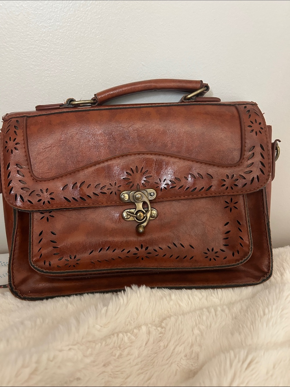 Vintage brown leather beautiful boho purse.. needs strap - Picture 2 of 8